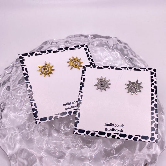 Spiral Sun Stud Earrings