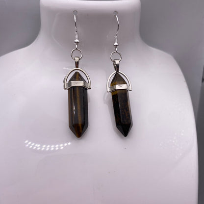 Tiger’s Eye Crystal Pendant Earrings