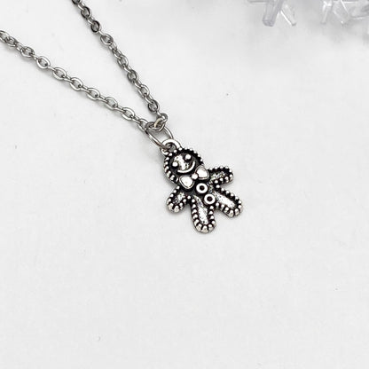 Silver Gingerbread Man Necklace