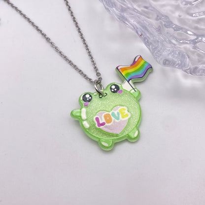 Supportive Rainbow Frog Necklace