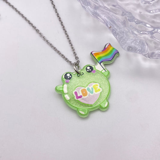 Supportive Rainbow Frog Necklace