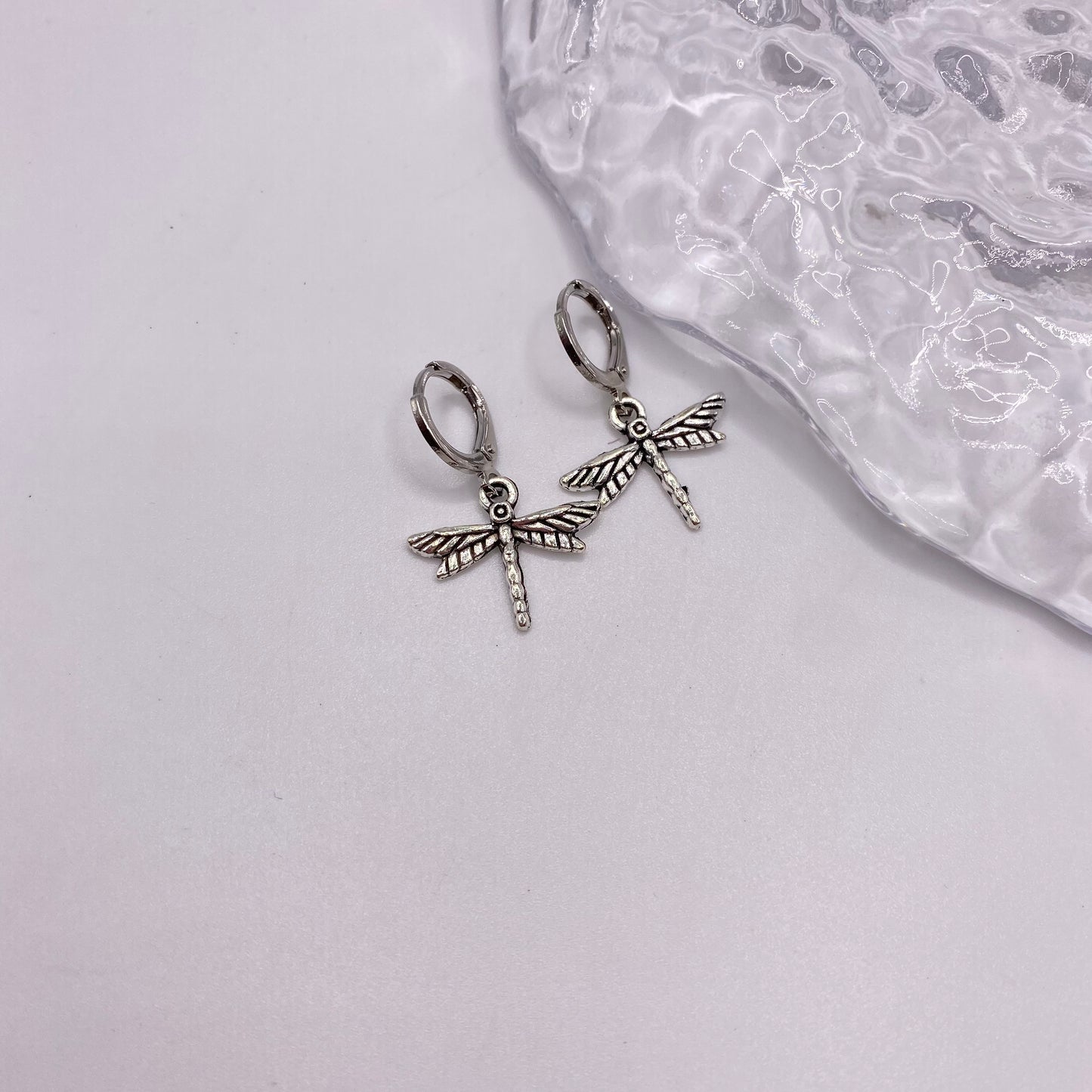 Small Dragonfly Huggie Hoop Earrings