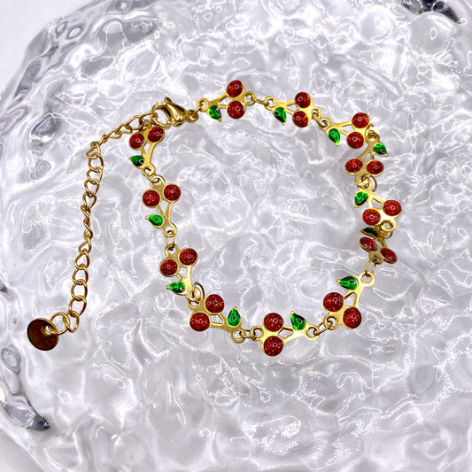 Gold Cherry Bracelet