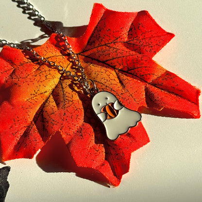 White Pumpkin Ghost Necklace