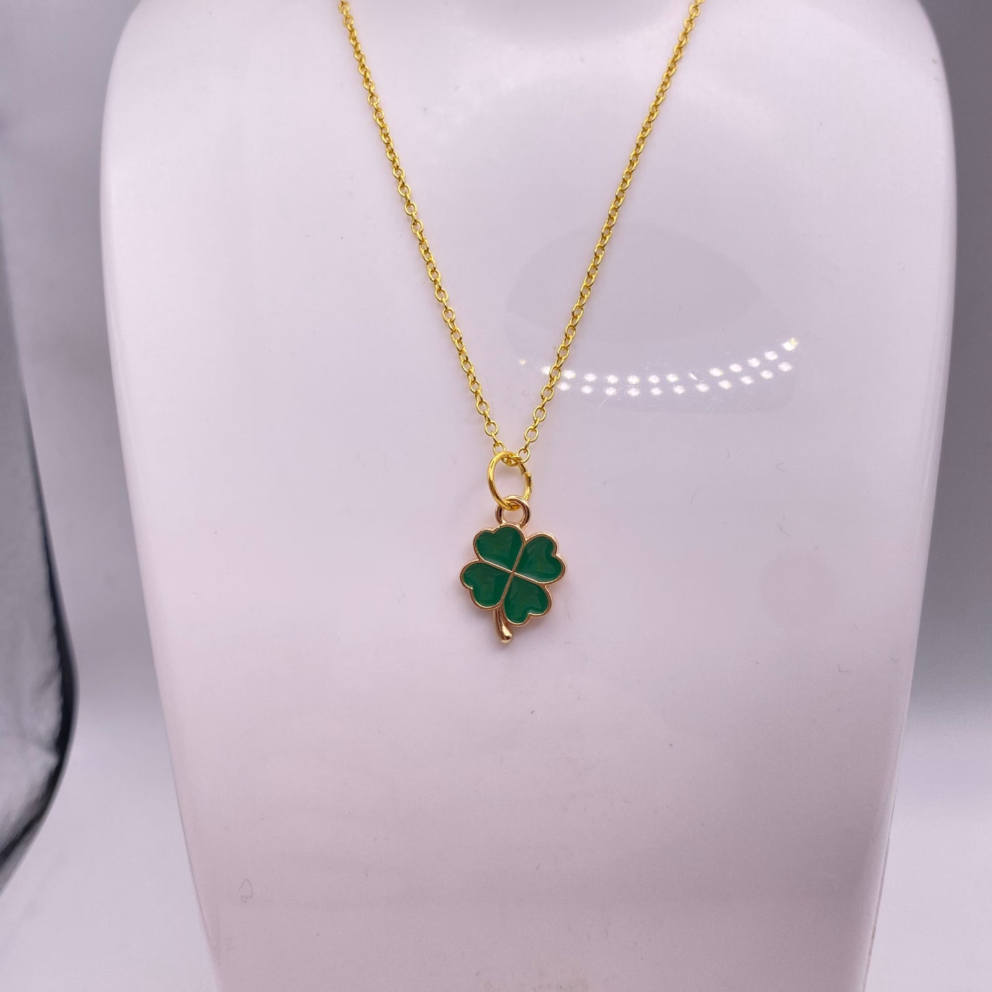 Green Four Leaf Clover Necklace