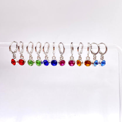 Gemstone Birthstone Crystal Huggie Hoops