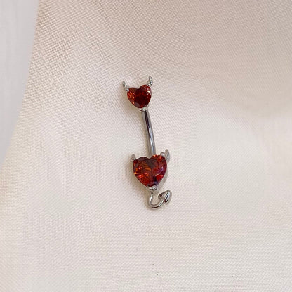 Devil Red Heart Belly Bar Piercing