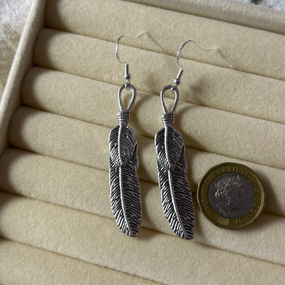 Long Tied Feather Earrings
