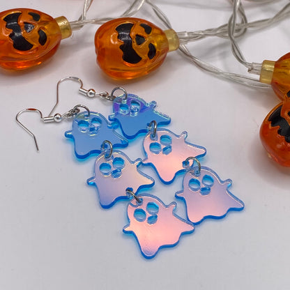 Triple Ghost Drop Iridescent Earrings