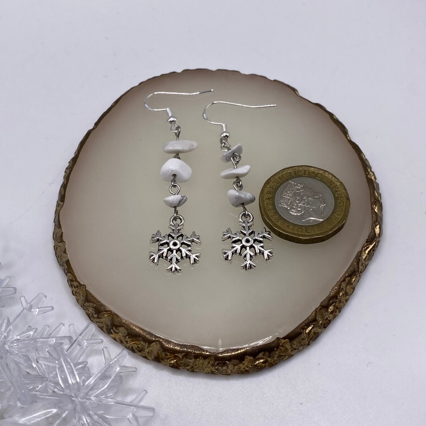 Dangly Snowflake Crystal Earrings
