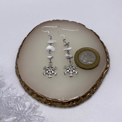 Dangly Snowflake Crystal Earrings