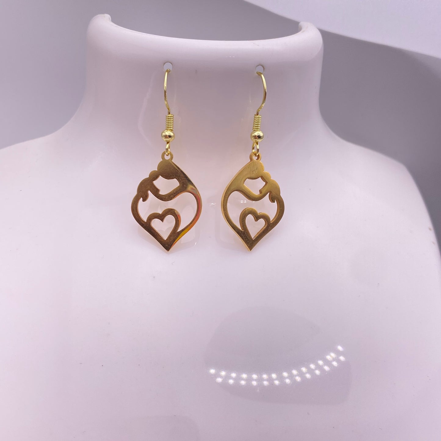 Gold Mother and Child Earrings