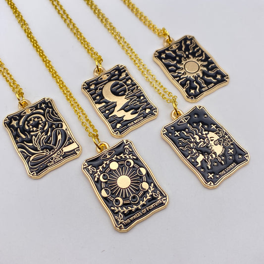 Gold Image Tarot Card Necklace