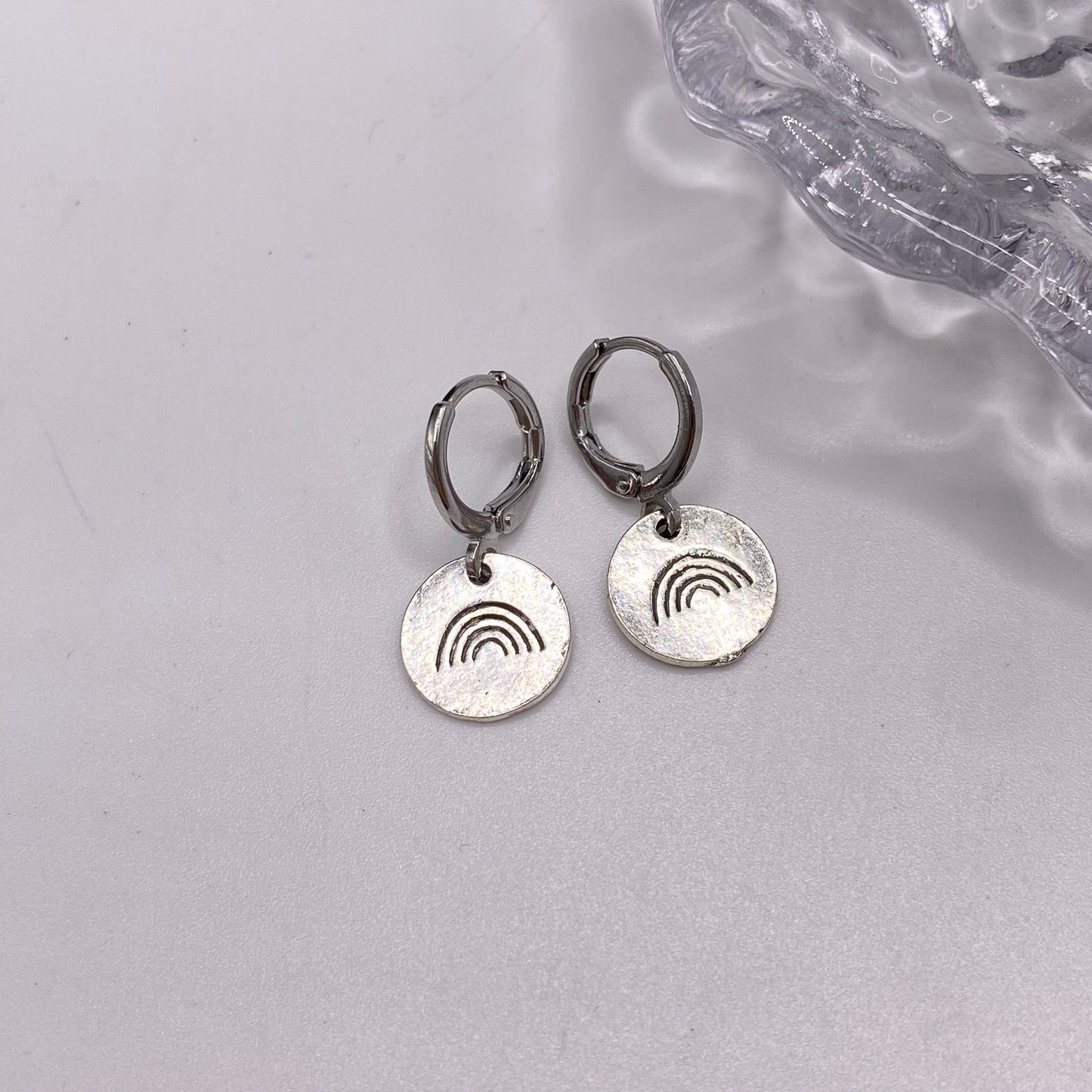 Rainbow Imprint Huggie Hoop Earrings