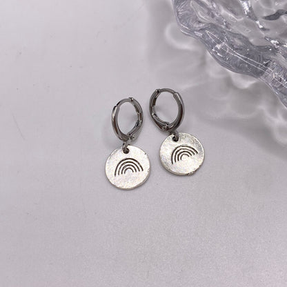 Rainbow Imprint Huggie Hoop Earrings