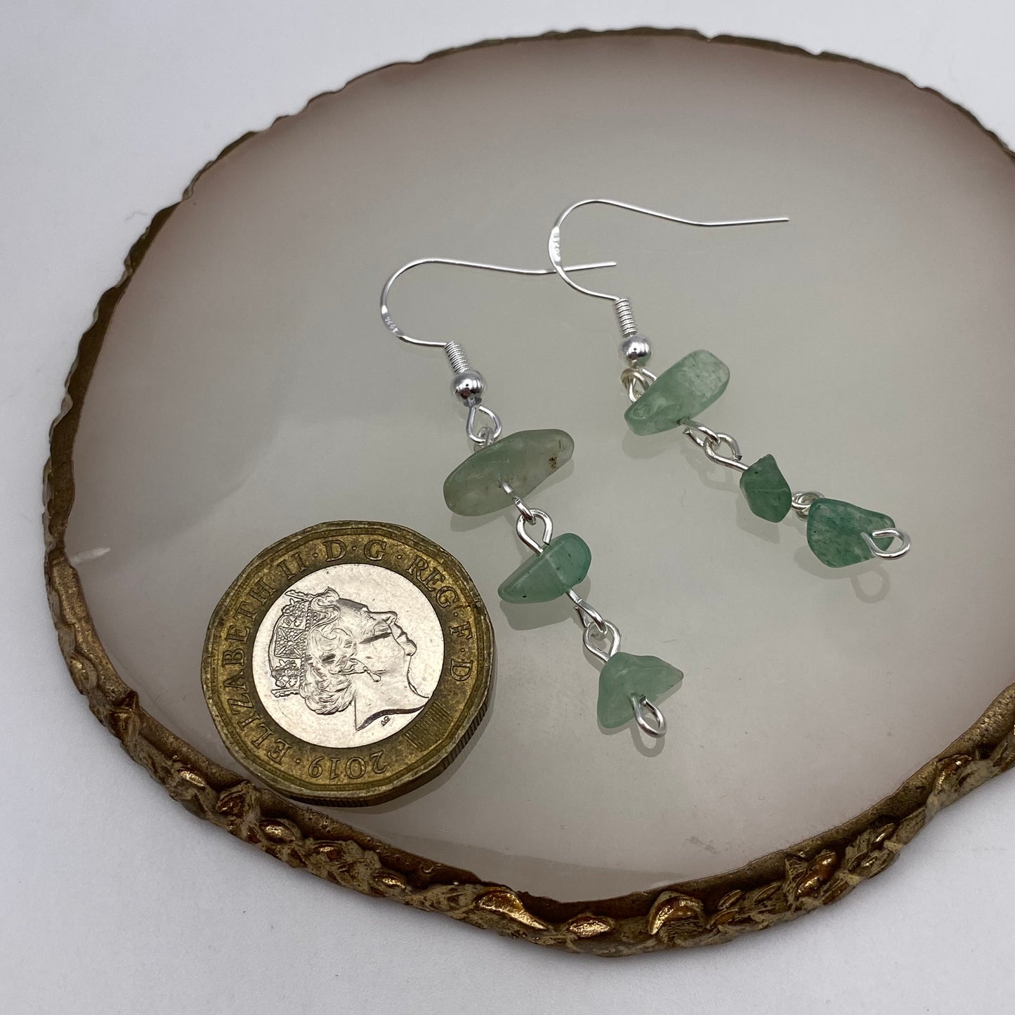 Dangly Green Aventurine Crystal Earrings