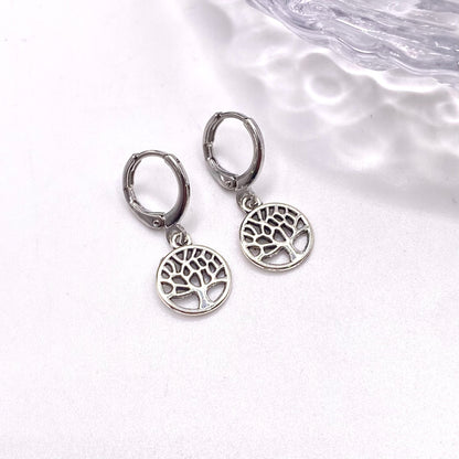Small Tree of Life Huggie Hoop Earrings