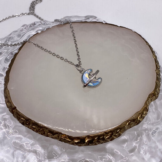 Holographic Starry Moon Necklace