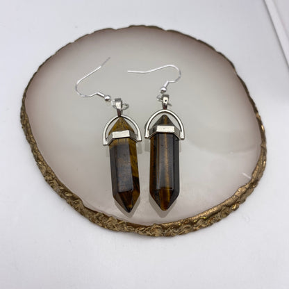 Tiger’s Eye Crystal Pendant Earrings