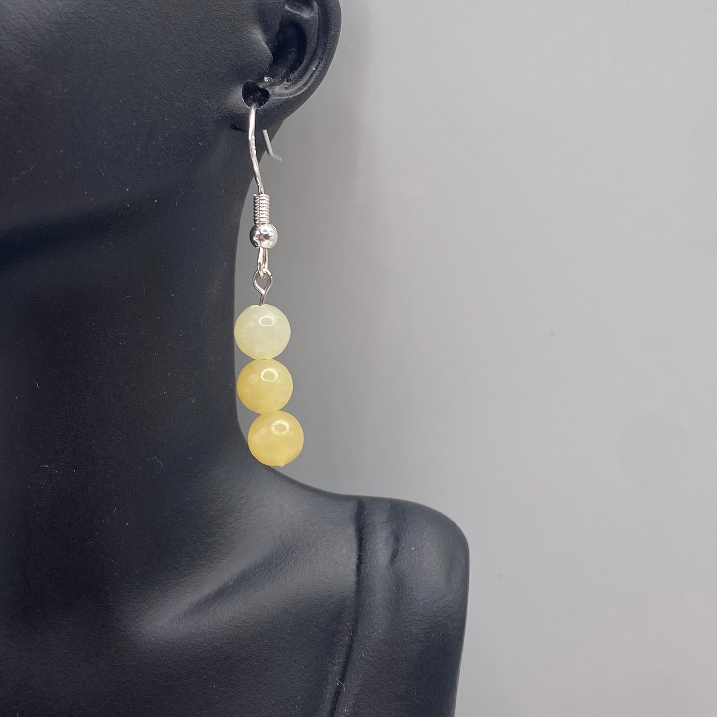 Round Yellow Jade Crystal Earrings