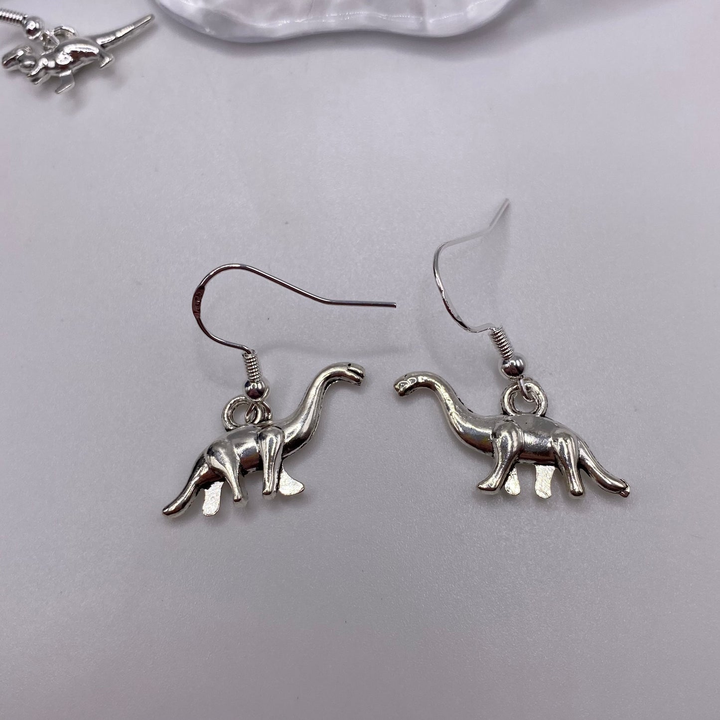 Silver Dinosaur Earrings