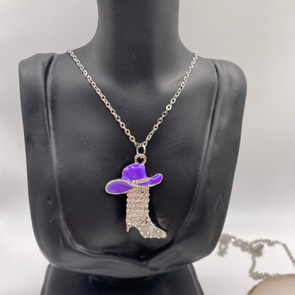 Disco Cowboy Boot Hat Necklace