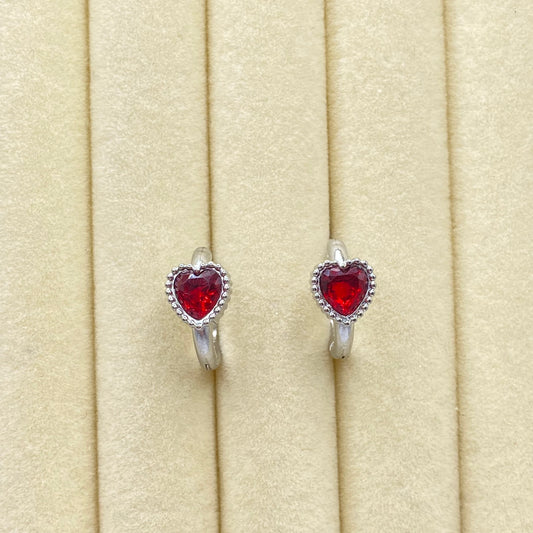 Red Heart Hoop Earrings