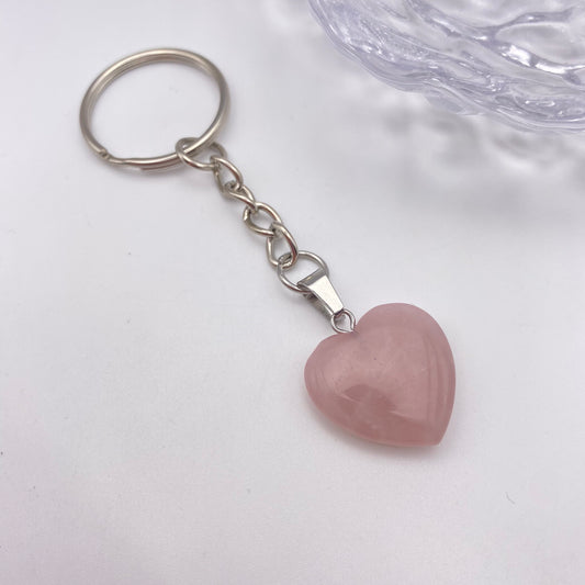 Rose Quartz Pendant Heart Keyring