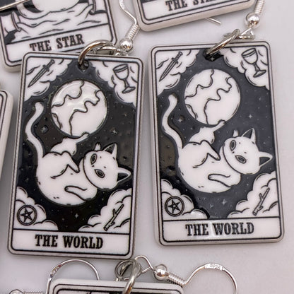 Cat Tarot Card Earrings