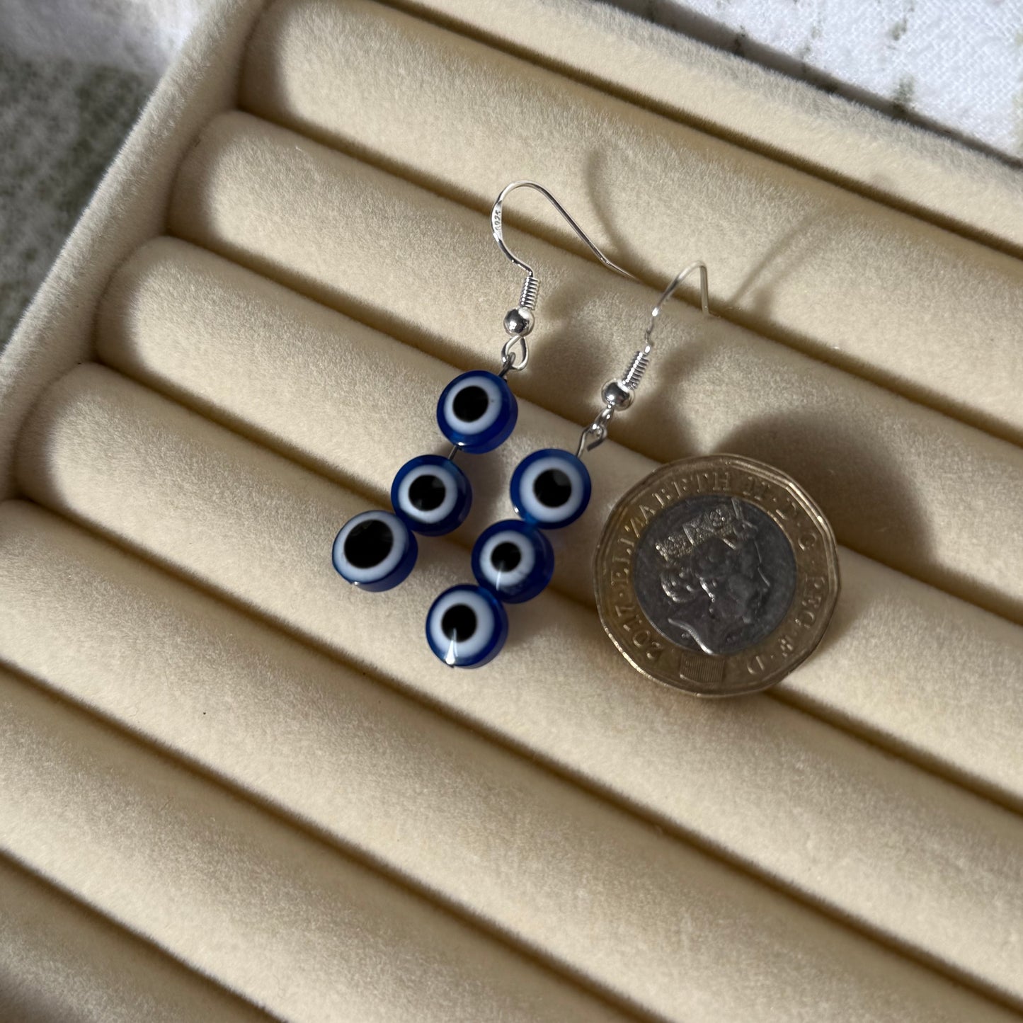 Dark Blue Evil Eye Earrings