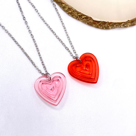 Pink Heart Burst Necklace