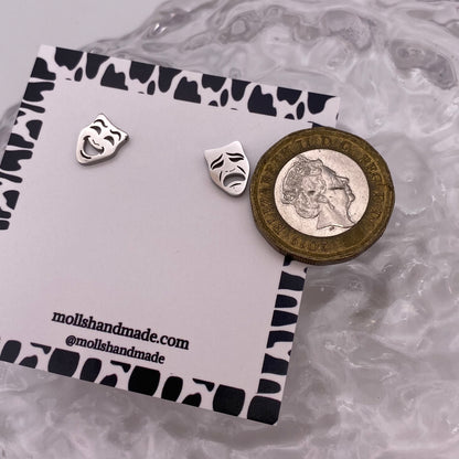 Comedy and Tragedy Theatre Mask Stud Earrings