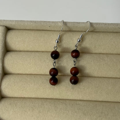 Round Tigers Eye Drop Earrings