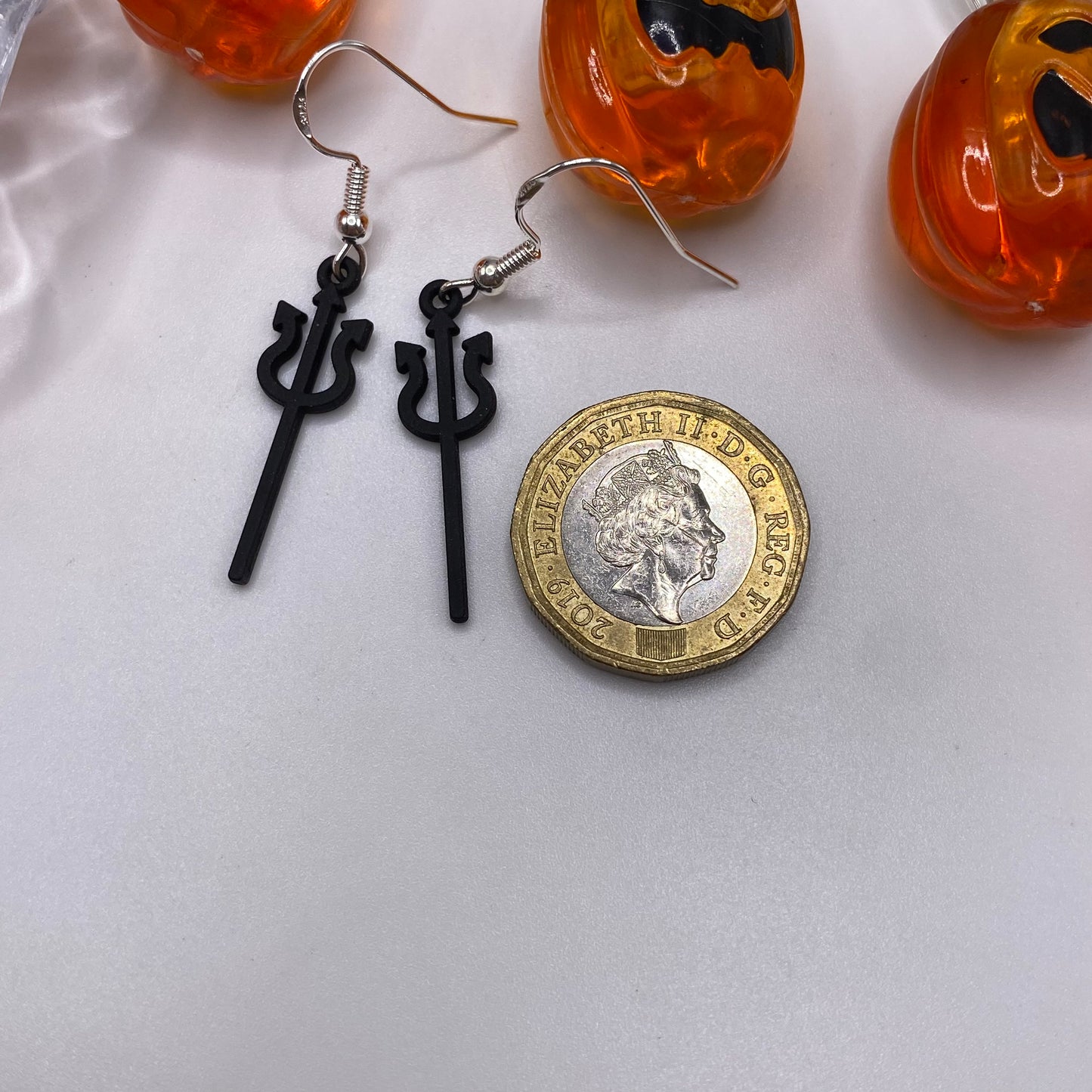 Black Pitchfork Trident Earrings
