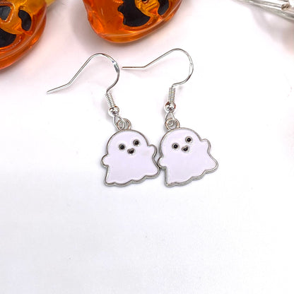 Silver Cute Ghost Earrings