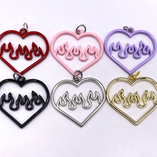 Flame Heart Heart Necklaces