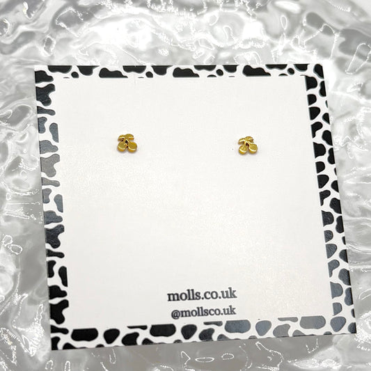 Gold Cherry Stud Earrings