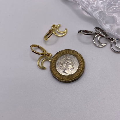 Small Moon Huggie Hoop Earrings