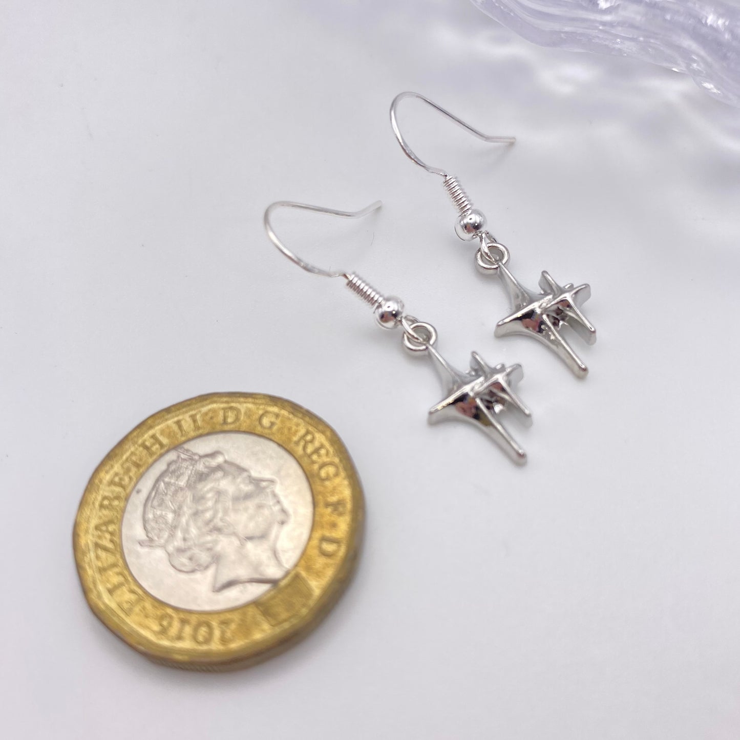 Silver Double Stars Earrings