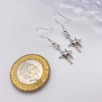 Silver Double Stars Earrings