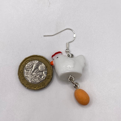 Dangly Chicken Egg Earrings