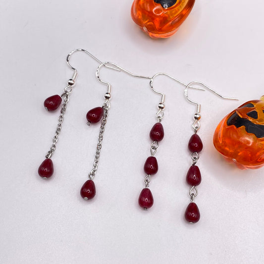 Blood Drop Bead Earrings