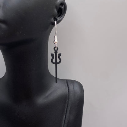 Black Pitchfork Trident Earrings