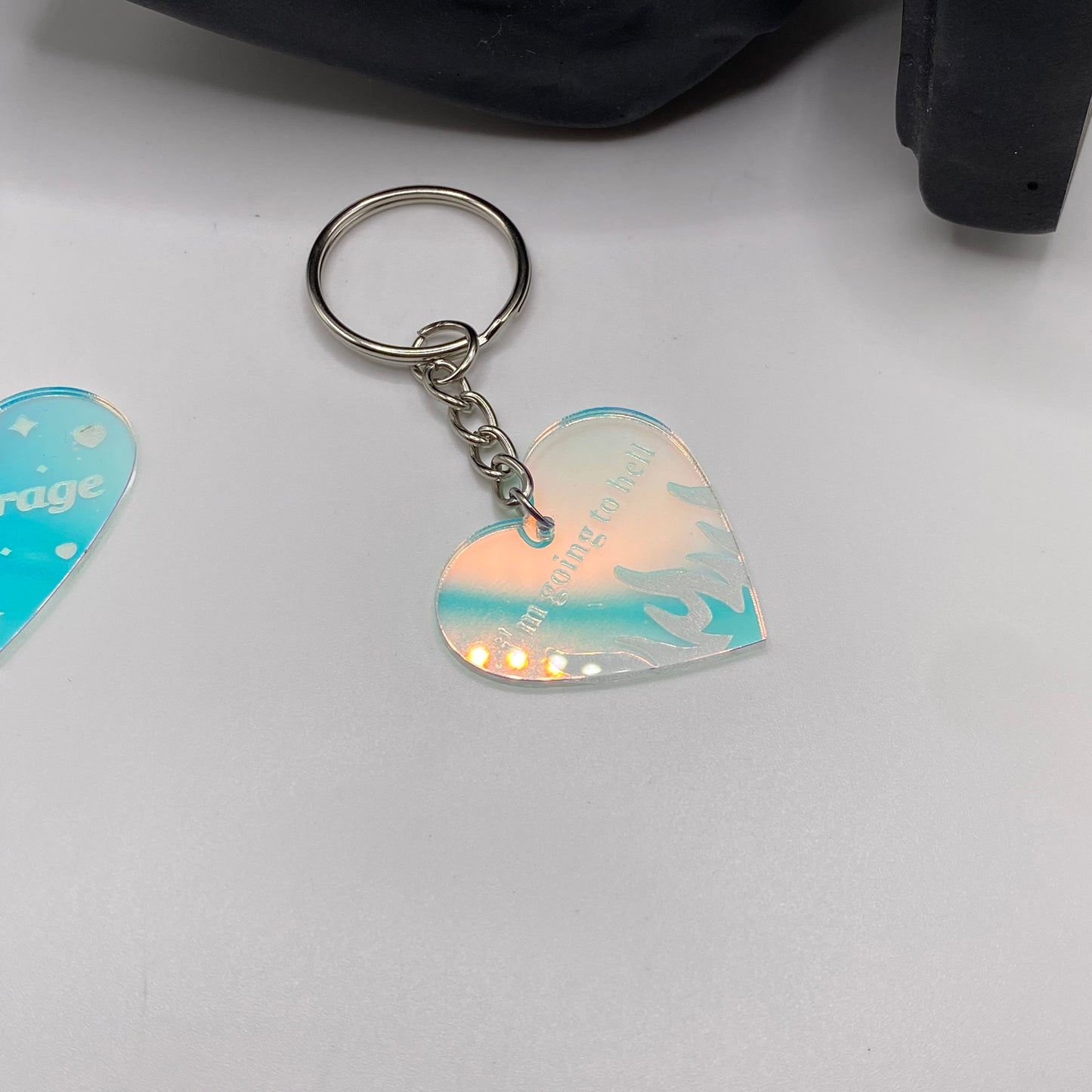 Holographic Heart Keyring