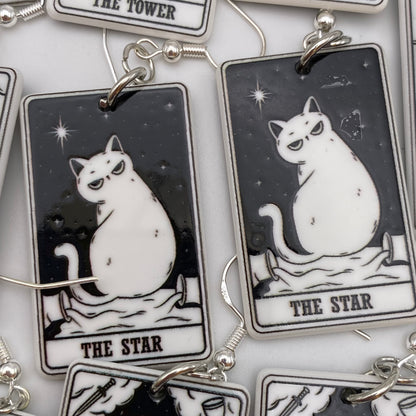 Cat Tarot Card Earrings