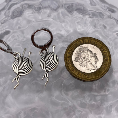 Knitting Needles Huggie Hoop Earrings