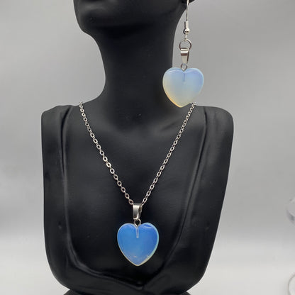 Opalite Pendant Heart Necklace