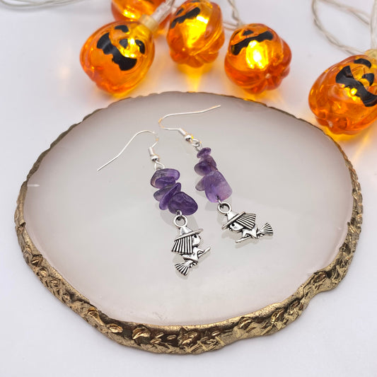 Witch Purple Crystal Earrings
