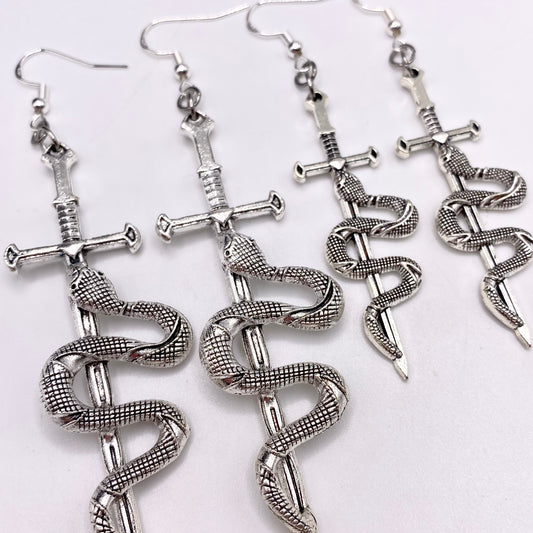 Snake on a Sword Earrings