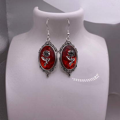 Rose Pendant Gothic Earrings